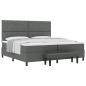 Preview: Boxspringbett mit Kopfteil Dunkelgrau 200 x 200 cm Stoff