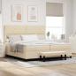 Preview: ARDEBO.de - Boxspringbett mit Kopfteil Creme 200 x 200 cm Stoff