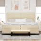 Preview: Boxspringbett mit Kopfteil Creme 200 x 200 cm Stoff