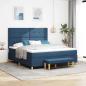 Preview: ARDEBO.de - Boxspringbett mit Kissen mit Kopfteil Blau 200 x 180 cm Stoff