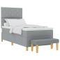 Preview: Boxspringbett mit Kopfteil Hellgrau 200 x 80 cm Stoff