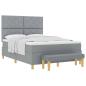 Preview: Boxspringbett mit Kissen Hellgrau 200 x 140 cm Stoff
