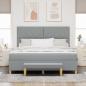 Preview: Boxspringbett mit Kopfteil Hellgrau 200 x 180 cm Stoff