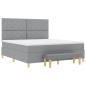 Preview: Boxspringbett mit Kopfteil Hellgrau 200 x 180 cm Stoff
