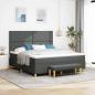 Preview: ARDEBO.de - Boxspringbett mit Kissen Dunkelgrau 200 x 180 cm Stoff