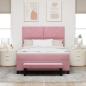 Preview: Boxspringbett mit Kissen mit Kopfteil Rosa 200 x 140 cm Samt