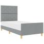 Preview: Bettgestell mit Kopfteil Hellgrau 90 x 200 cm Stoff