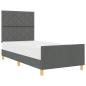 Preview: Bettgestell mit Kopfteil Dunkelgrau 100 x 200 cm Stoff