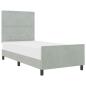 Preview: Boxspringbett mit Kopfteil Hellgrau 90 x 200 cm Samt