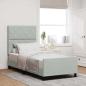 Preview: ARDEBO.de - Boxspringbett mit Kopfteil Hellgrau 100 x 200 cm Samt