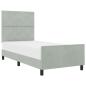 Preview: Boxspringbett mit Kopfteil Hellgrau 100 x 200 cm Samt