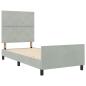 Preview: Boxspringbett mit Kopfteil Hellgrau 100 x 200 cm Samt