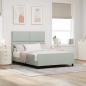 Preview: ARDEBO.de - Boxspringbett mit Kopfteil Hellgrau 160 x 200 cm Samt