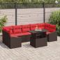 Preview: ARDEBO.de - Gartensofa-set 8 stk. Braun und Rot Poly-Rattan