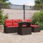 Preview: ARDEBO.de - Gartensofa-set 6 stk. Braun und Rot Poly-Rattan