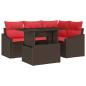 Preview: Gartensofa-set 5 stk. Braun und Rot Poly-Rattan