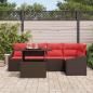 Preview: Gartensofa-set 6 stk. Braun und Rot Poly-Rattan