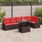 Preview: ARDEBO.de - Gartensofa-set 7 stk. Braun und Rot Poly-Rattan
