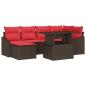 Preview: Sofa Set 7 stk. Braun und Rot Poly Rattan