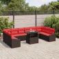 Preview: Sofa Set 11 stk. 10-Sitzanzahl Braun und Rot Poly-Rattan
