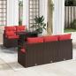 Preview: ARDEBO.de - Gartensofa-set 6 stk. Braun Poly Rattan