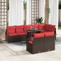 Preview: ARDEBO.de - Gartensofa-set 9 stk. Braun Poly Rattan