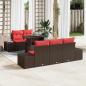 Preview: ARDEBO.de - Garten-Sofa-Set 6 stk. 5-Sitzanzahl Braun und Rot