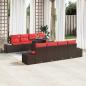 Preview: ARDEBO.de - Gartensofa-set 7 stk. 6-Sitzanzahl Braun und Rot Poly-Rattan
