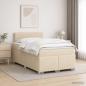 Preview: ARDEBO.de - Boxspringbett mit Matratze Creme 120 x 190 cm Stoff