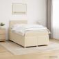 Preview: ARDEBO.de - Boxspringbett mit Matratze Creme 120 x 200 cm Stoff