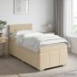 Preview: ARDEBO.de - Boxspringbett mit Matratze mit Kopfteil Creme 90 x 200 cm Stoff