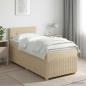 Preview: ARDEBO.de - Boxspringbett mit Matratze mit Kopfteil Creme 90 x 200 cm Stoff
