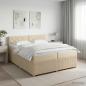 Preview: ARDEBO.de - Boxspringbett mit Matratze Creme 200 x 200 cm Stoff