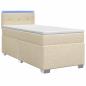 Preview: Boxspringbett mit Matratze und LED Creme 90 x 190 cm Stoff