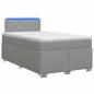 Preview: Boxspringbett mit Matratze und LED Hellgrau 120 x 190 cm Stoff