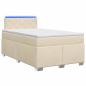 Preview: Boxspringbett mit Matratze und LED Creme 120 x 200 cm Stoff