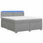 Preview: Boxspringbett mit Matratze und LED Hellgrau 140 x 190 cm Stoff