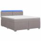 Preview: Boxspringbett mit Matratze und LED Taupe 180 x 200 cm Stoff