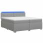 Preview: Boxspringbett mit Matratze und LED Hellgrau 200 x 200 cm Stoff