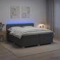 Preview: Boxspringbett mit Matratze und LED Dunkelgrau 200 x 200 cm