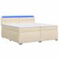 Preview: Boxspringbett mit Matratze und LED Creme 200 x 200 cm Stoff