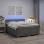 Preview: Boxspringbett mit Matratze und LED Hellgrau 200 x 200 cm Stoff