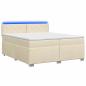 Preview: Boxspringbett mit Matratze und LED Creme 200 x 200 cm Stoff
