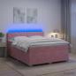 Preview: ARDEBO.de - Boxspringbett mit Matratze und LED Rosa 140 x 200 cm Samt