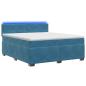 Preview: Boxspringbett mit Matratze und LED Blau 160 x 200 cm Samt