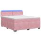 Preview: Boxspringbett mit Matratze und LED Rosa 160 x 200 cm Samt