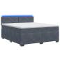 Preview: Boxspringbett mit Matratze und LED Dunkelgrau 180 x 200 cm Samt