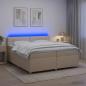 Preview: ARDEBO.de - Boxspringbett mit Matratze Creme 200 x 200 cm Stoff