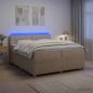 Preview: ARDEBO.de - Boxspringbett mit Matratze Creme 200 x 200 cm Stoff