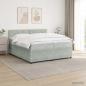 Preview: ARDEBO.de - Boxspringbett mit Matratze Hellgrau 200 x 200 cm Samt